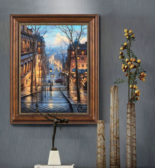 Serene Parisian Promenade: Exquisite Decorative Painting