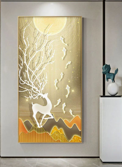 Ethereal Stag Landscape: High - End Wall Art