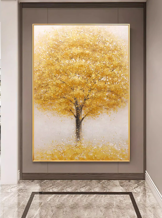 Luxury Hand - crafted Golden Tree Art