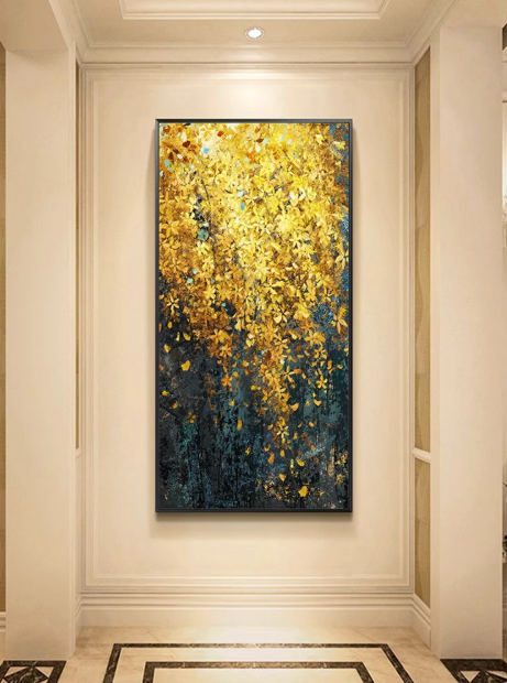 Golden Foliage Hand - painted Oil Masterpiece