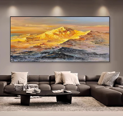 Enchanting Mountain Sunset Oil Wall Art