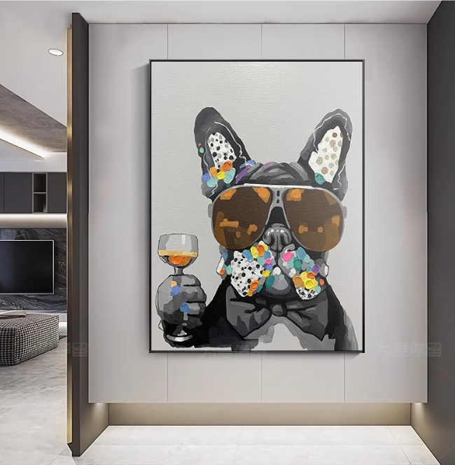 LUXURIOUS HAND - PAINTED FASHIONABLE FRENCH BULLDOG