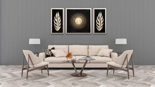 Luxury Hand - crafted Leaf and Sun Art: A Timeless Statement