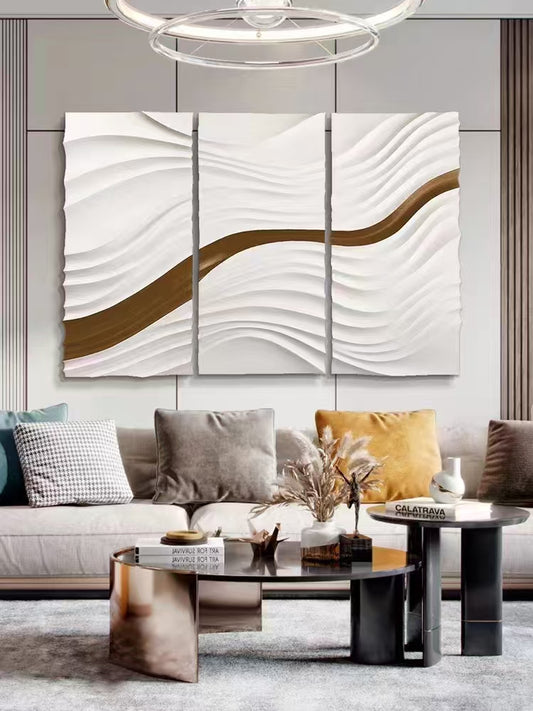 HIGH - END MODERN HAND - CARVED WAVE ART